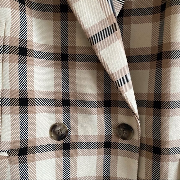H&M Double Breasted Blazer Woman Large Plaid Boxy Oversized Lined Preppy Office - Picture 7 of 15
